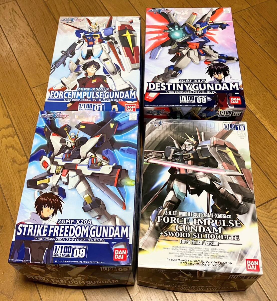 ◆4点セット◆1/100 機動戦士ガンダムSEED DESTINY 「フォースインパルスガンダム」「ストライクフリーダムガンダム」他◆バンダイ◆拍卖