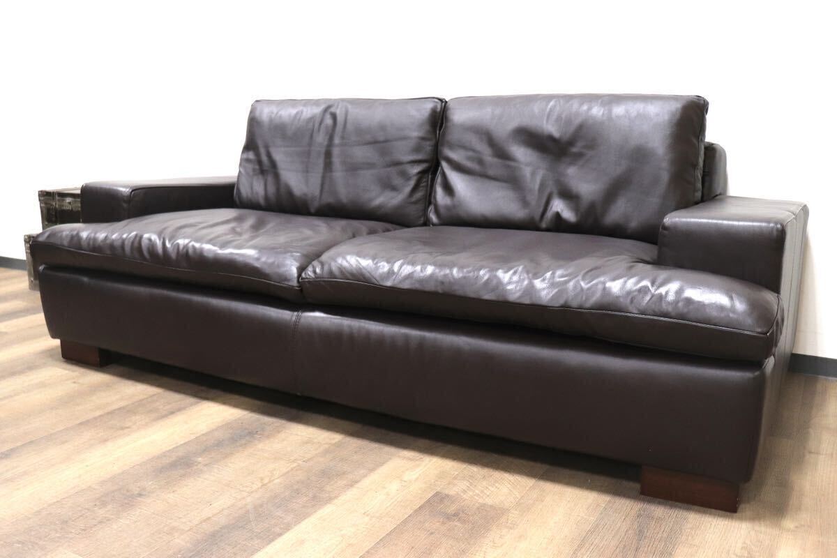 GMGT196○ACTUS/ アクタス five by five ファイブバイファイブ GRAHAM SOFA グラハムソファ 2.5人掛けソファ ラブソファ 総革 定価約40万拍卖