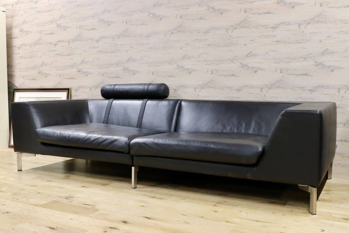 GMHH62○eilersen / アイラーセン ORION SOFA オリオンソファ 黒総革 3人掛けソファ トリプルソファ 北欧 デンマーク ACTUS 約140万 美品拍卖