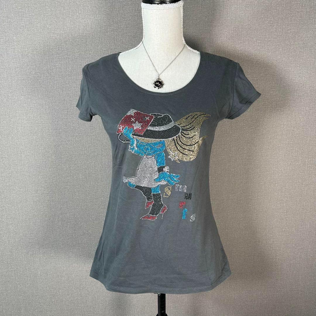 YT1644 VIXEN ヴィクセン ビーズデザイン ダンスガールTシャツ Lサイズ 半袖 カラフルビジュー ヴィンテージ アンティークデザイン拍卖