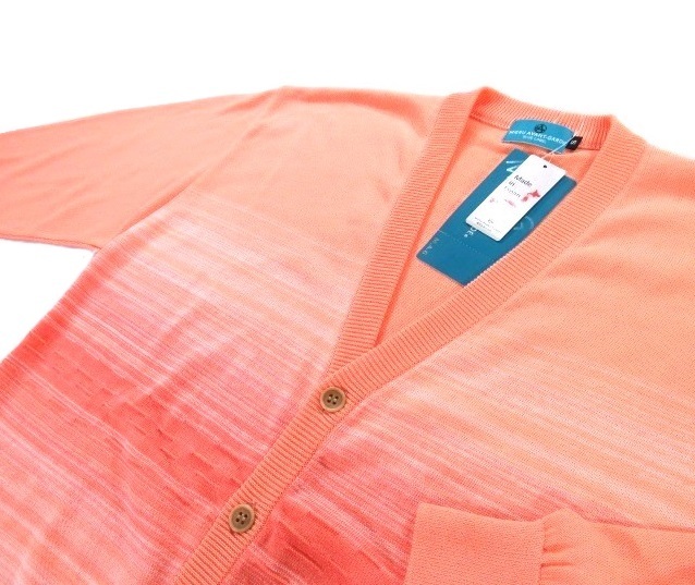 【最終SALE】新品★MIERU グラデーションボーダー ニットカーディガン Sサイズ★定価18700円 綿アセテート ピンクがかったオレンジ ミエル拍卖