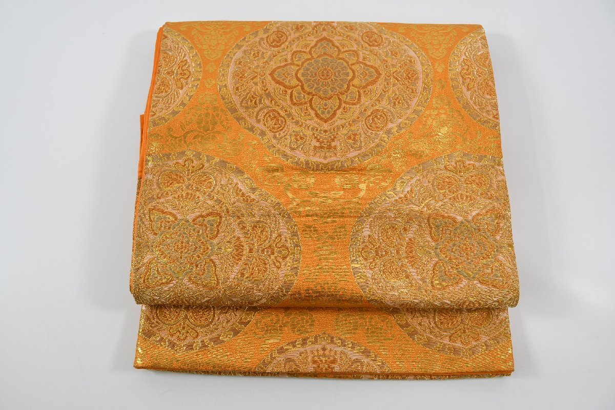 袋名古屋帯 六通柄 オリエント更紗 花 帯丈415cm ★着物屋 ne-9607 桜庭呉服店拍卖