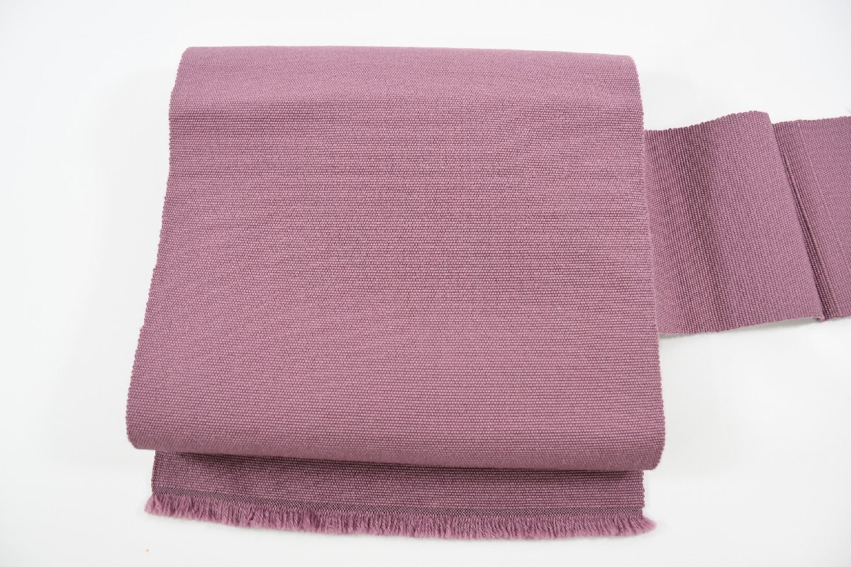 名古屋帯 本場筑前博多織 毛 無地 紫色 帯丈347cm ★着物屋 ne-9625 桜庭呉服店拍卖