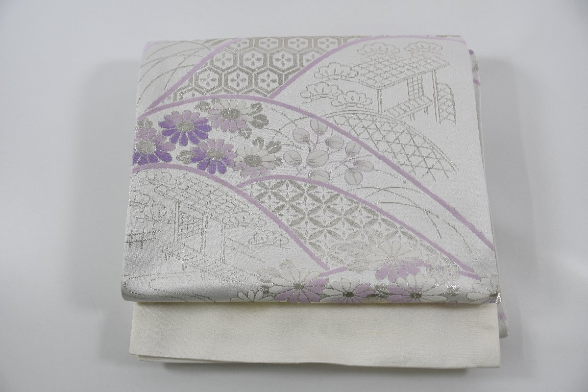 袋帯 未仕立て 六通柄 蝶々 振袖 帯丈442cm ★着物屋 ne-9740 桜庭呉服店拍卖