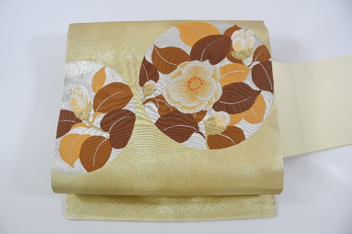 名古屋帯 椿 花 帯丈367cm ★着物屋 ne-9889 桜庭呉服店拍卖