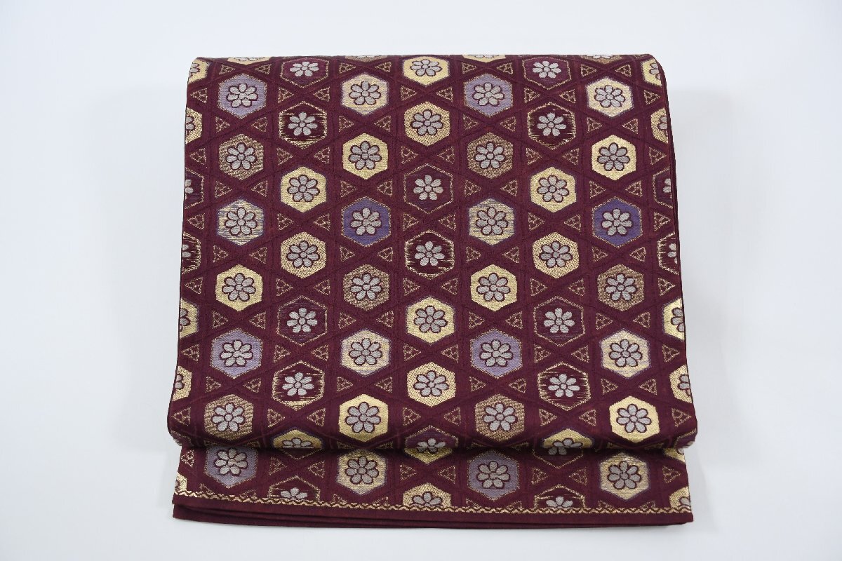 袋名古屋帯 未仕立て 花 帯丈362cm ★着物屋 ne-9965 桜庭呉服店拍卖