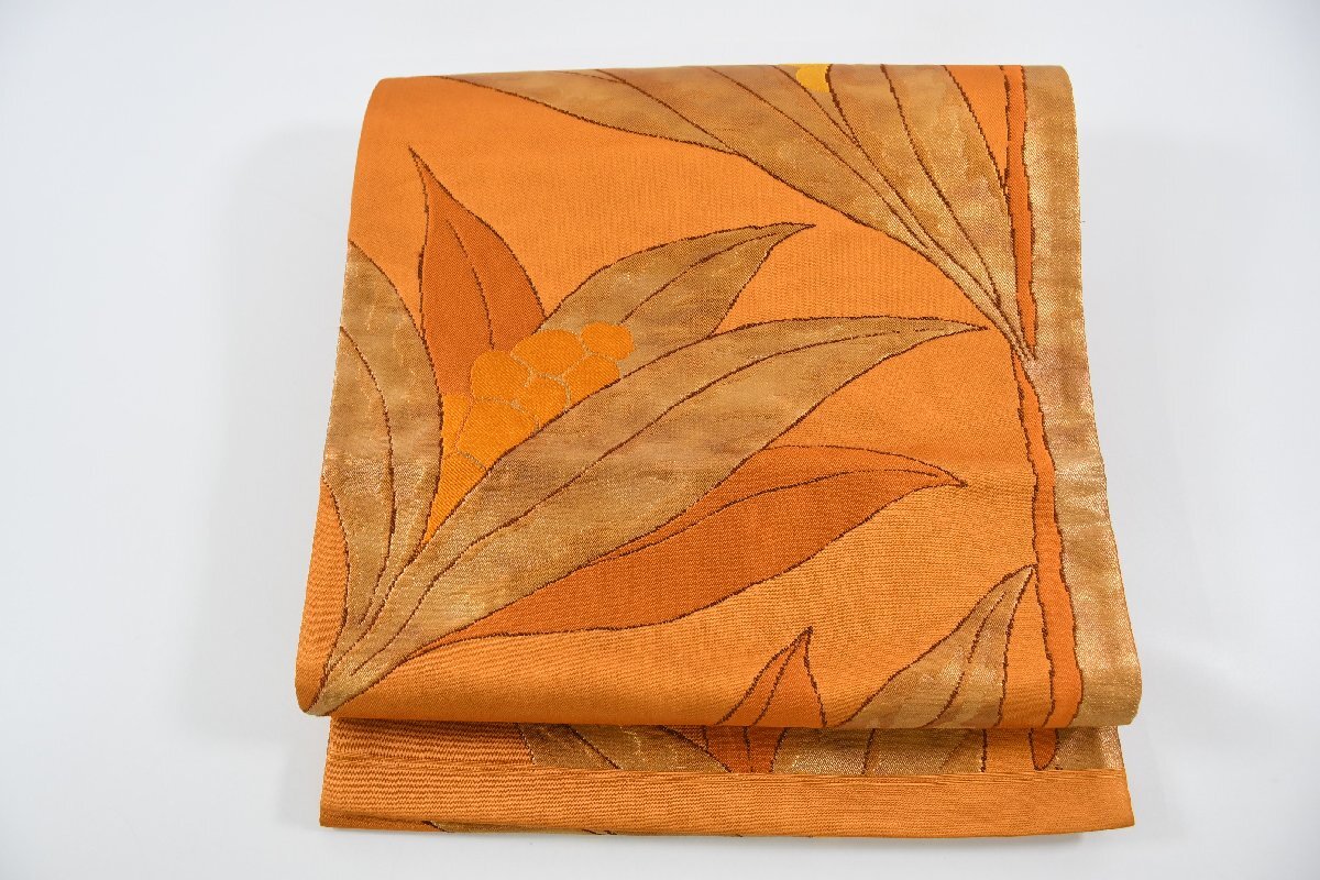 袋帯 六通柄 ナンテンの実 葉 帯丈428cm ★着物屋 ne-10112 桜庭呉服店拍卖