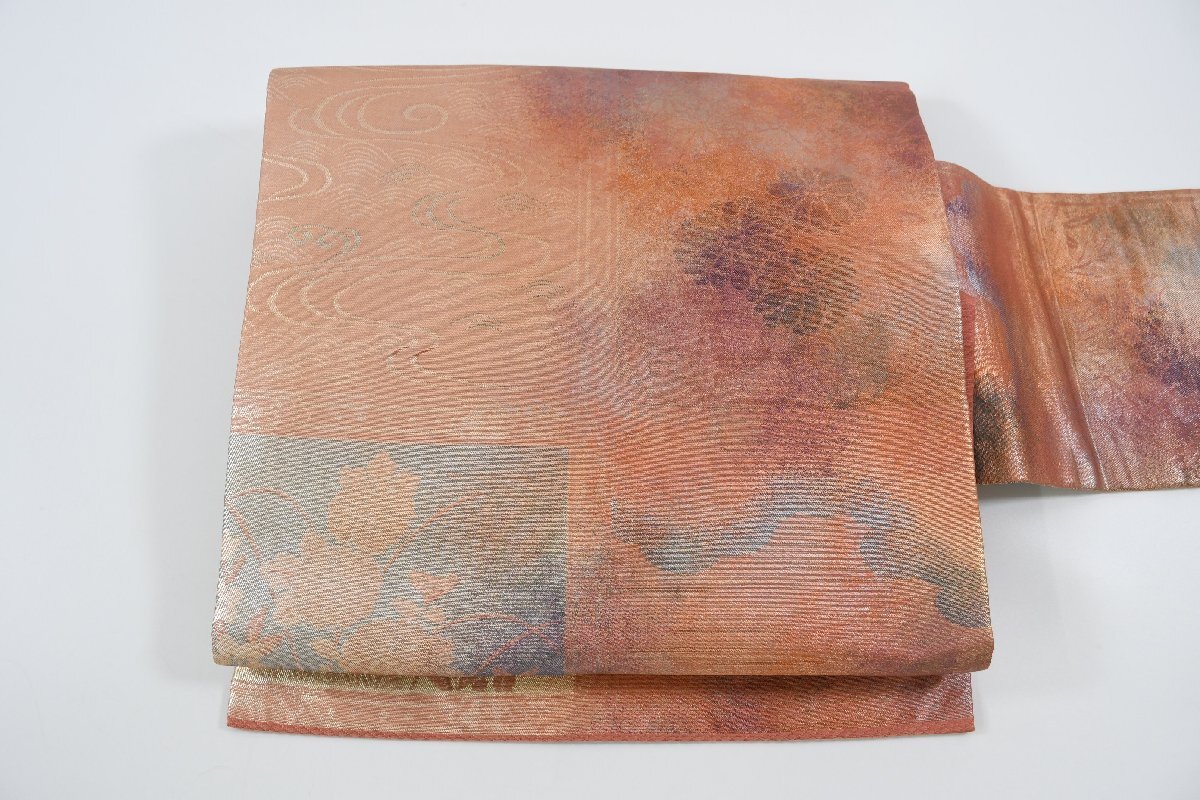 名古屋帯 暈し 菊 花 帯丈363cm ★着物屋 ne-10173 桜庭呉服店拍卖