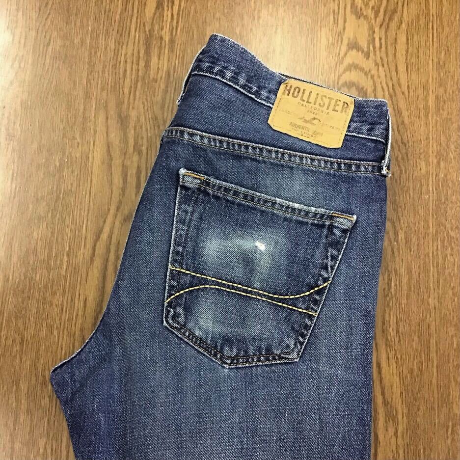 【FE203】HOLLISTER W31 L34 色落ち加工 ジーンズ ジーパン デニムパンツ メンズブランド古着 ホリスター 送料無料拍卖