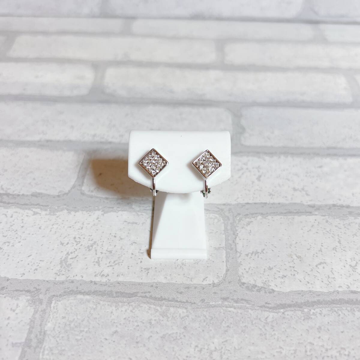 イヤリング silver シルバー ジルコニア ビジュー スクエア アンティーク ヴィンテージ EL-0043拍卖