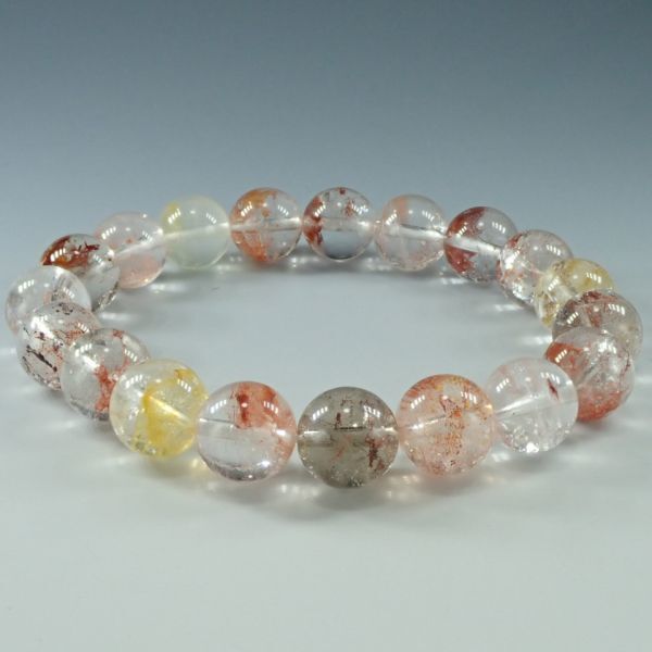 【リモナイトインクォーツ】 約10mm(±0.数mm) 19粒 27.5g オーロラクォーツ RMN044 錦鯉水晶 ブレスレット 男女兼用 ライモナイト 天然石拍卖