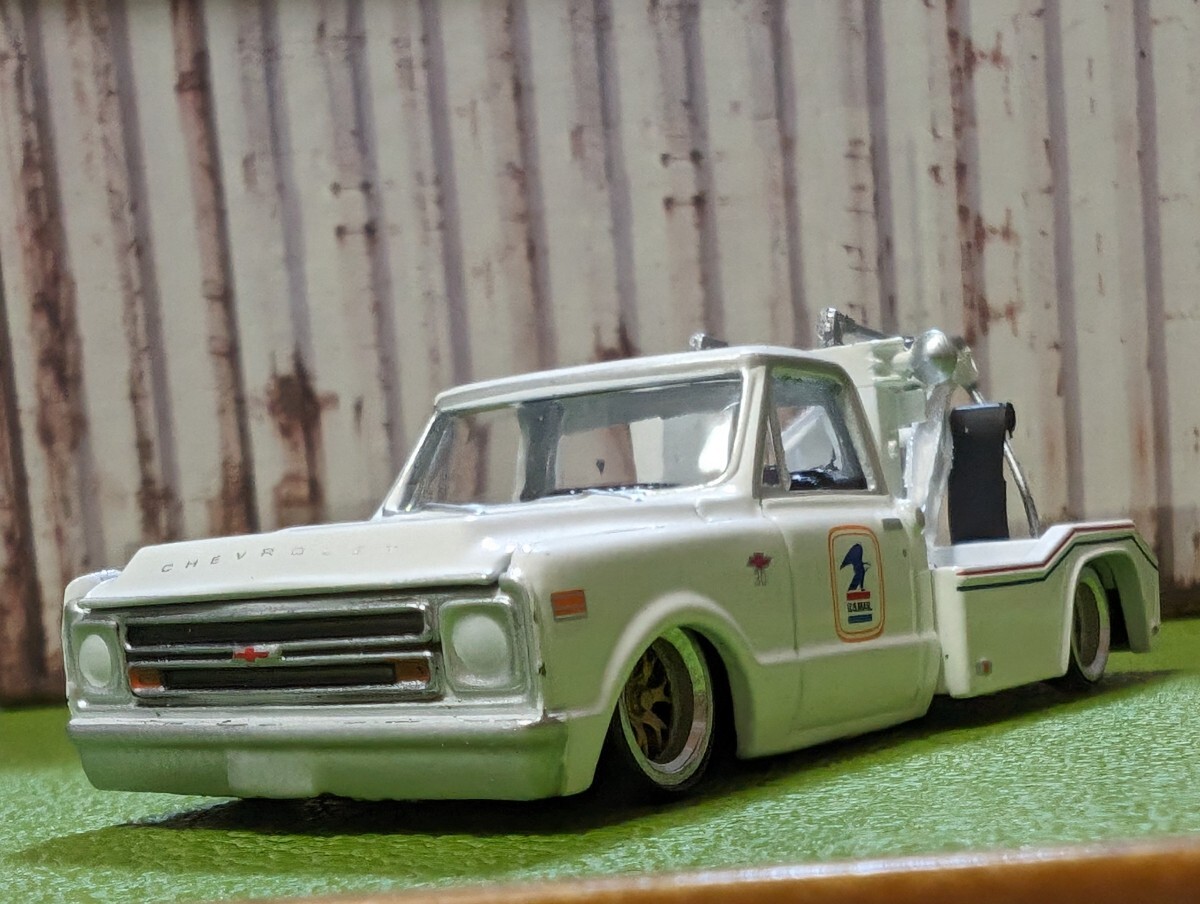 ★1/64トミカサイズ シボレーC-30レッカー車改深リム、ローダウン、★他にも色々出品中! 拍卖