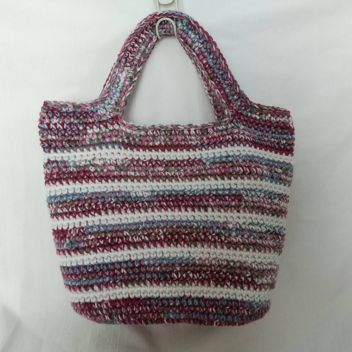 ハンドメイド 手編み *カラフルボーダーバッグ* wo拍卖