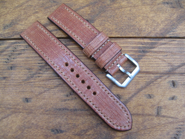 ★個性的 イタリアンレザー 時計バンド  ベルト ブラウン 20mm ★ 手縫い ハンドメイド拍卖