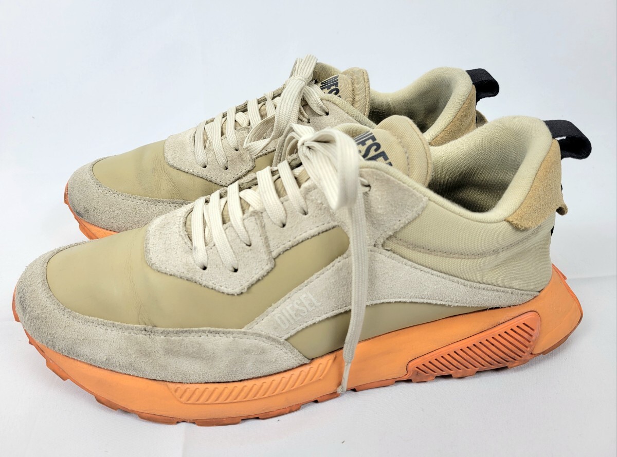 DIESEL 本革 ナイロン スニーカー U10 28cm ベージュ オレンジ ブラック ディーゼル拍卖