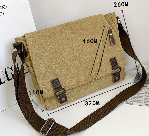 多機能 帆布 ショルダーバッグ メンズバッグ 斜めがけバッグ 大容量 運動 帆布 軽量 無地 鞄 カバン カーキ拍卖