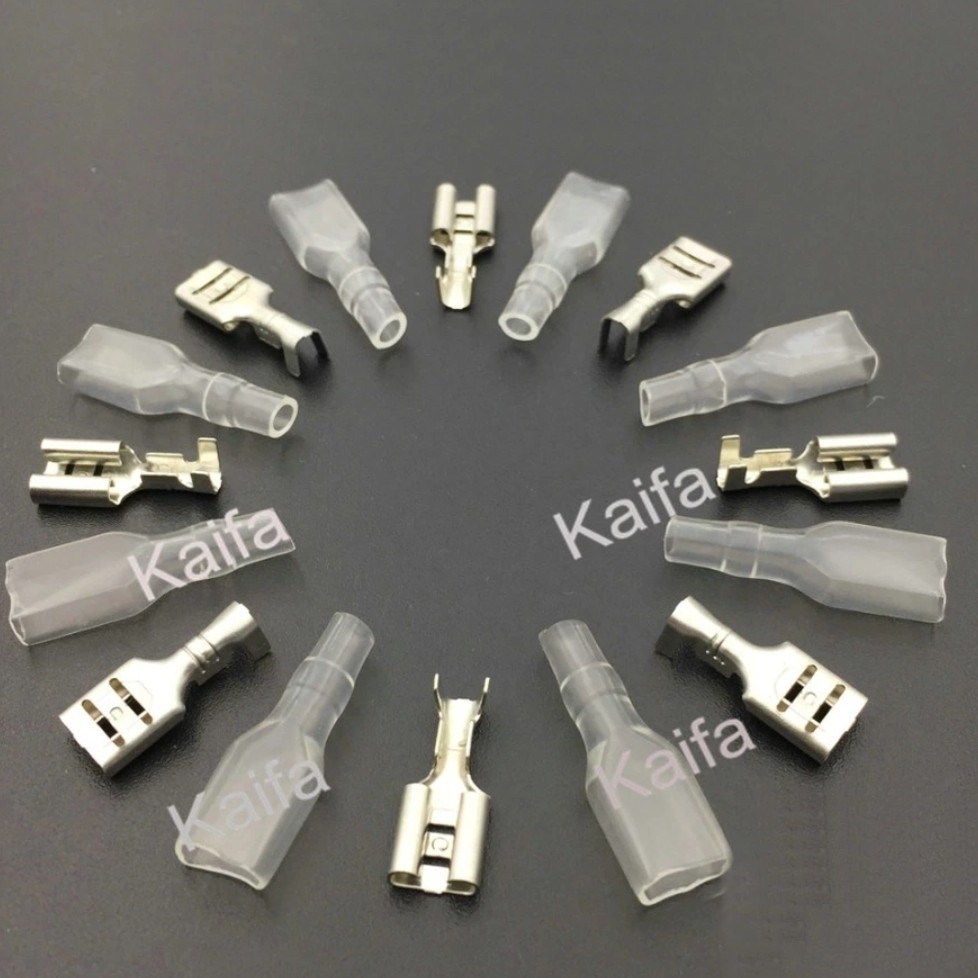 平型 ギボシ オスメススリーブ 100セット 6.3mm 送料無料拍卖
