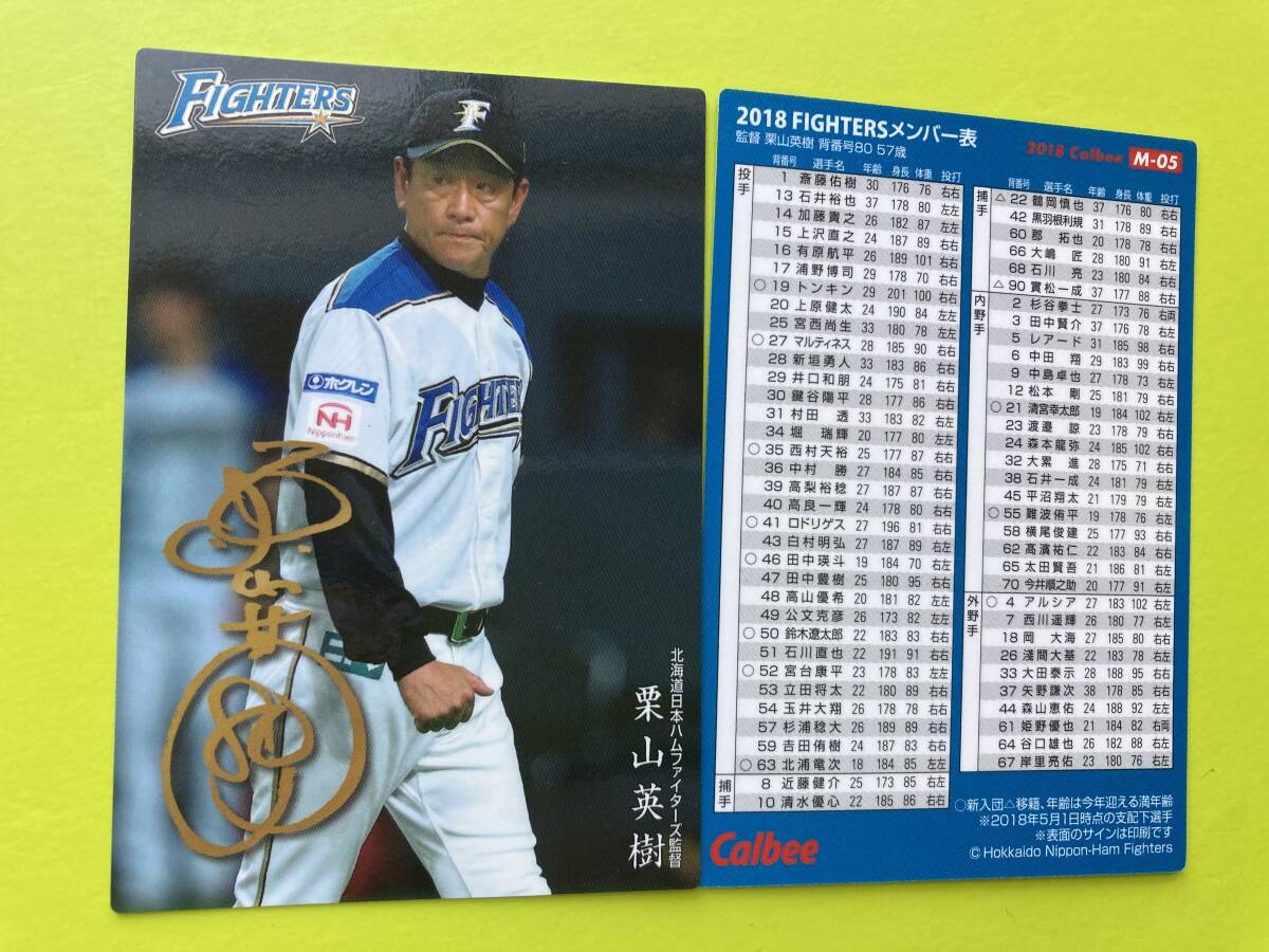 2018 M-05 栗山 英樹(日本ハム)メンバーカード 2023 侍ジャパン WBC優勝監督 大谷,ダル,召集 カルビー プロ野球チップス 即決 送料85円~拍卖