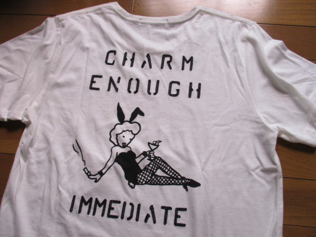 バニーガール シンプル ロゴ Tシャツ 白 刺繍 チェーンステッチ Lサイズ拍卖