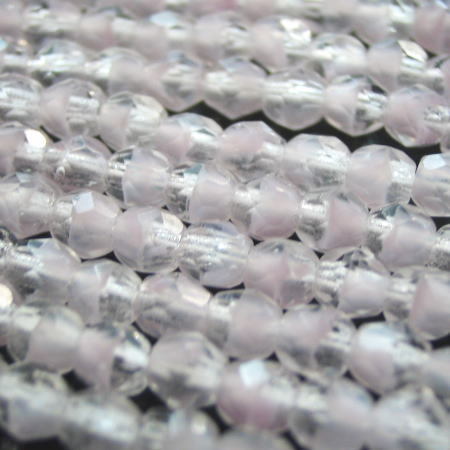 ★チェコ ファイヤーポリッシュ★3mm 50個★クリスタルミルキーアメジスト★ファイアーポリッシュ FP拍卖