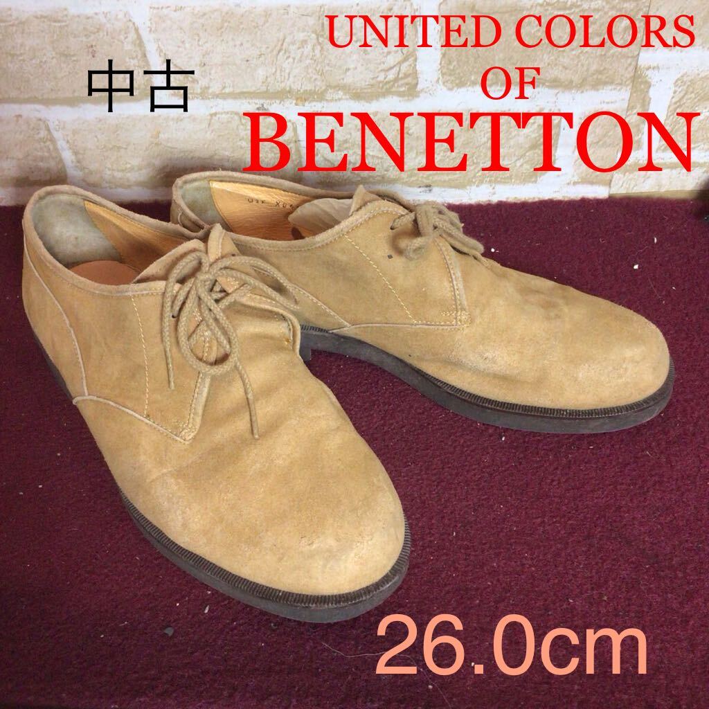 【売り切り!送料無料!】A-363 BENETTON!スエードシューズ!ベージュ!26.0cm!カジュアルシューズ!おしゃれ!中古!拍卖
