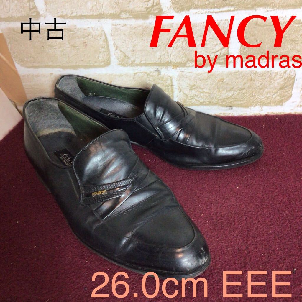 【売り切り!送料無料!】A-370 FANCY by madras!ローファー!ビジネスシューズ!26.0cm EEE!黒!ブラック!冠婚葬祭!仕事!中古!拍卖