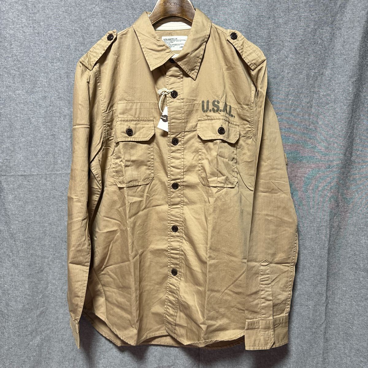 新品 ALPHA ワークシャツ ミリタリー 長袖 シャツ L ま拍卖