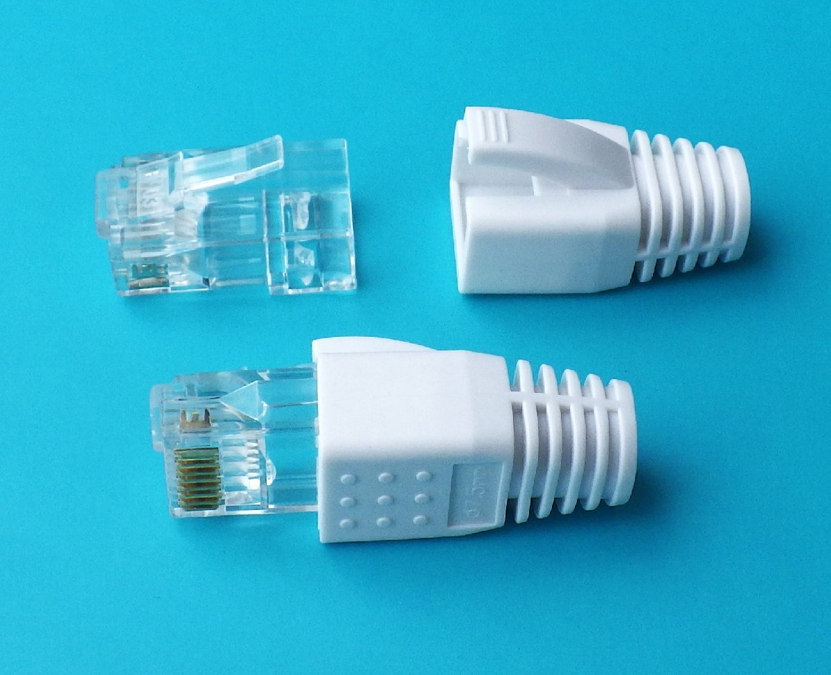 簡単・確実パンドウィット対応CAT.6A UTP モジュラープラグ&ブーツ白 貫通タイプ 10個拍卖