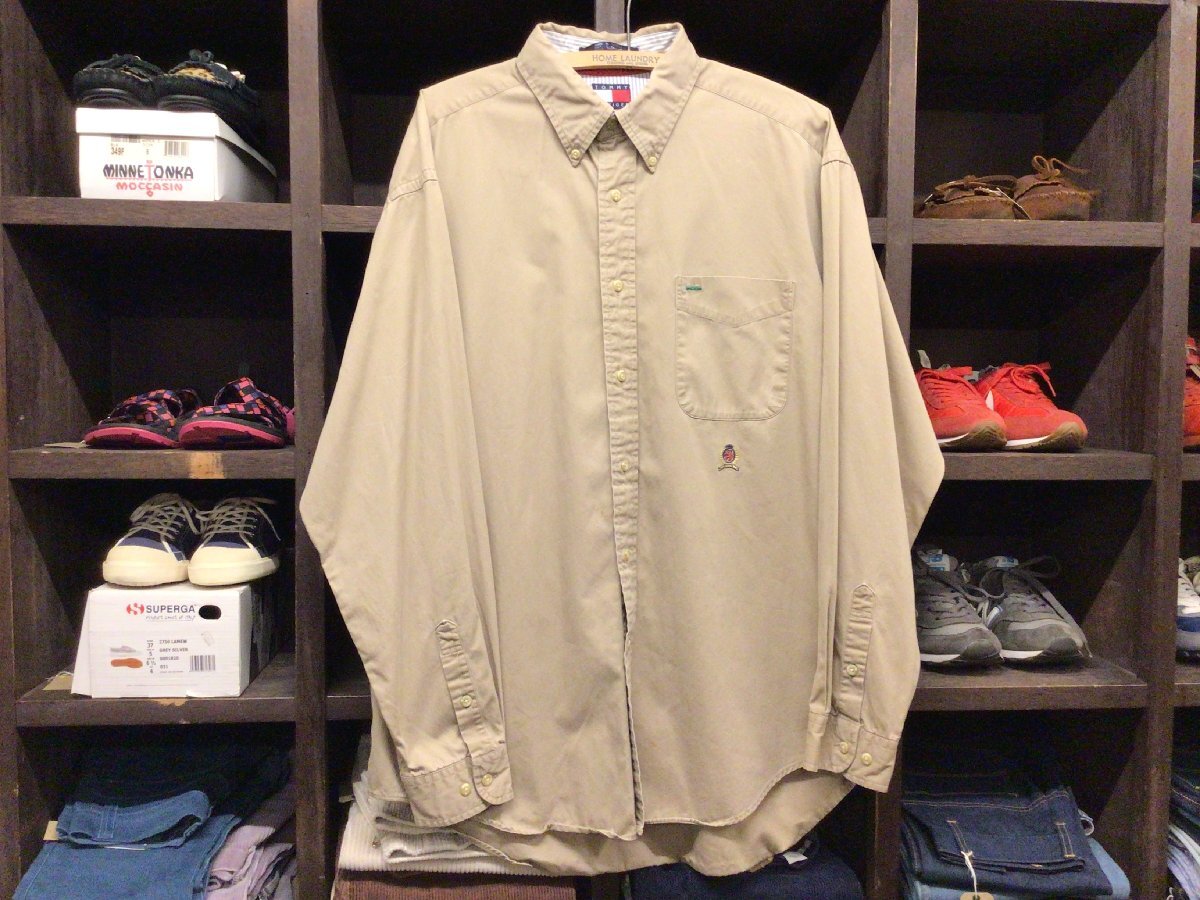 90’S TOMMY HILFIGER B.D COTTON SHIRT SIZE L トミー ヒルフィガー ボタンダウン コットン シャツ 刺繍拍卖