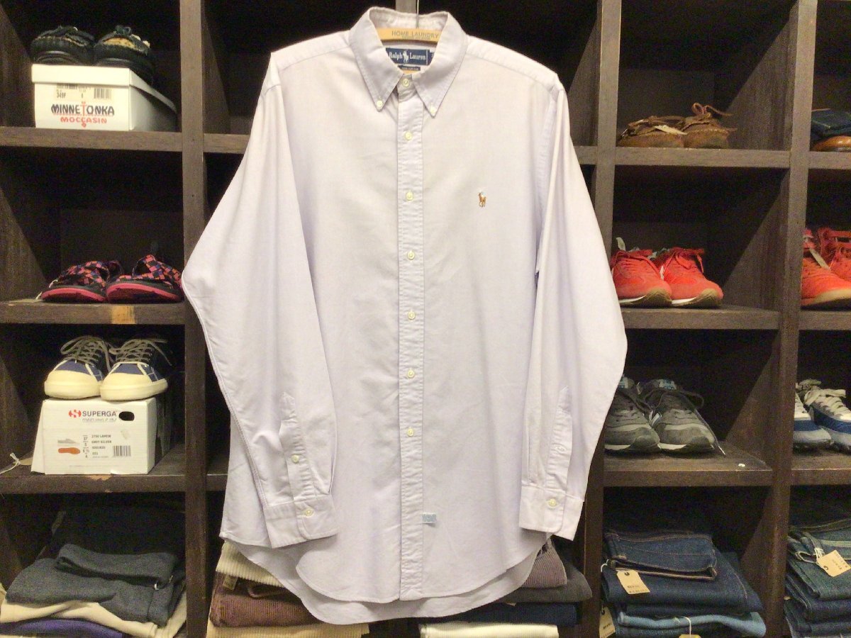 90’S RALPH LAUREN B.D COTTON SHIRT SIZE 16 ラルフ ローレン ボタン ダウン コットン シャツ拍卖