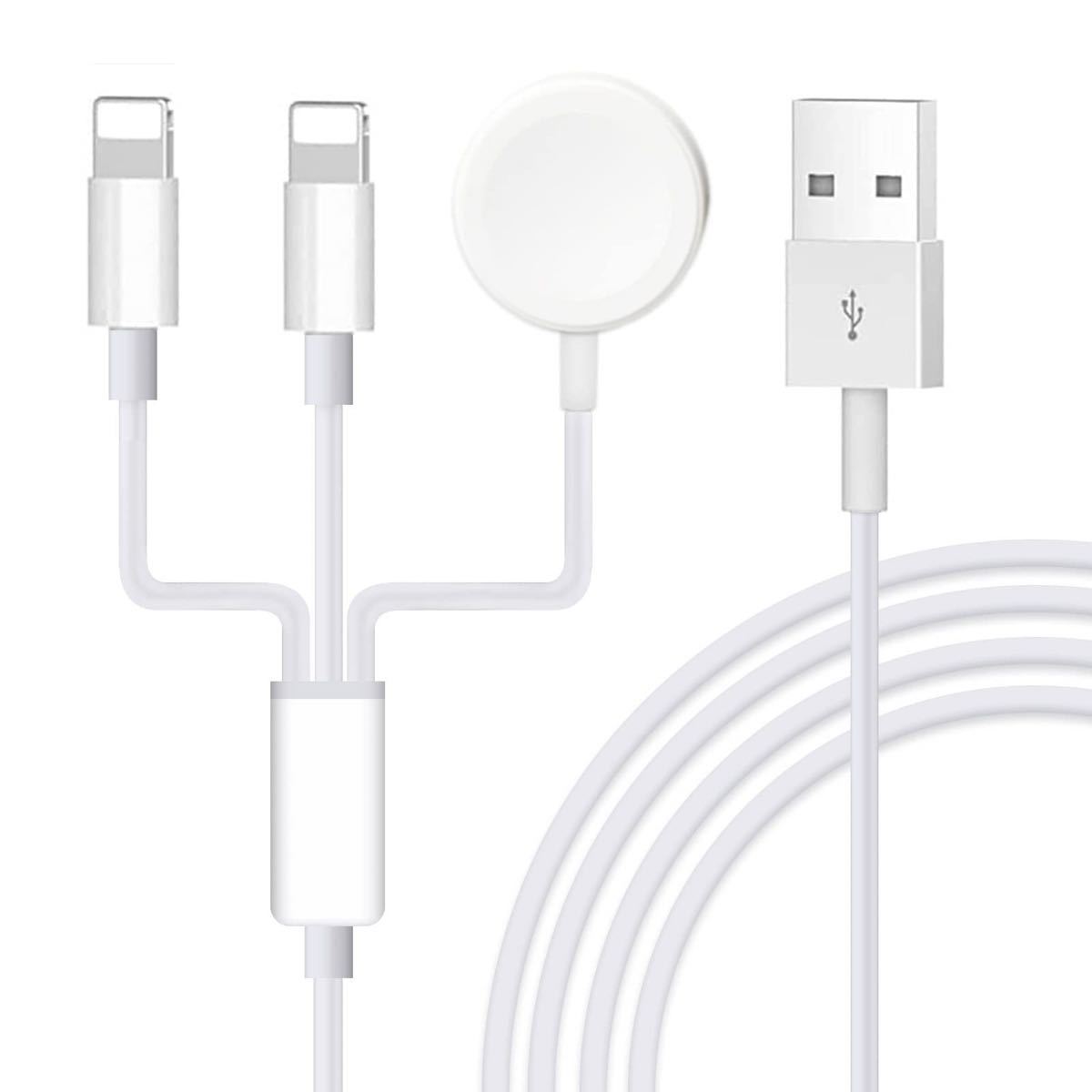 アップウォッチ充電器 Apple Watch 3in1 充電ケーブルSeries全シリーズ対応 apple watchとiphone同時充電 磁気充電 急速充電 持ち運び便利拍卖