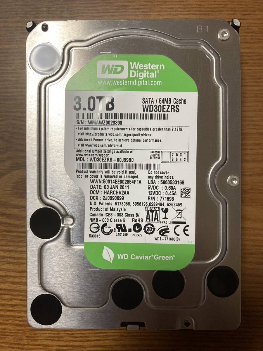 【使用時間小】Western Digital ウェスタンデジタル WD Green シリーズ WD30EZRS 3.5インチ HDD 3TB(日常使いに最適な高品質・高信頼HDD)拍卖