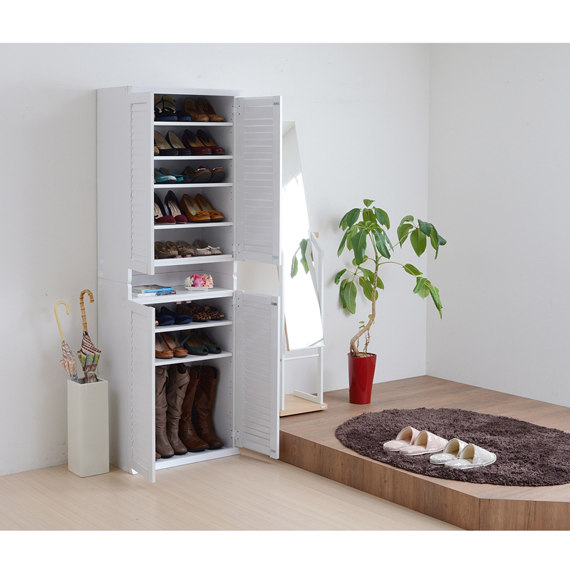 靴箱 シューズボックス 下駄箱 シューズラック 靴 収納 幅60 奥行33 2個組 縦横自在 薄型 玄関収納 むれない ルーバー 式 扉 下足入れ 靴箱拍卖