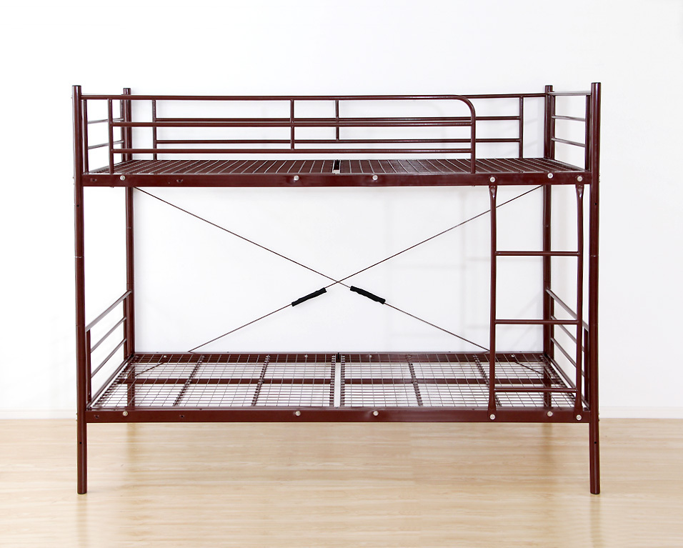 限定激安特価 パイプ2段ベッド ブラウン色 シンプルデザイン 分割可能 耐過重100キロ拍卖