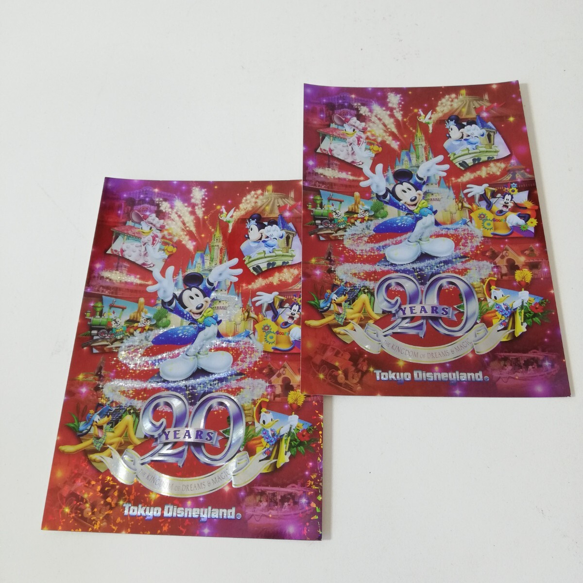 TDL 東京ディズニーランド 20YEARS THE KINGDOM OF DREAMS & MUSIC 20周年 記念 ミッキー 他 キャラクター ポストカード 2枚 ジャンク品拍卖