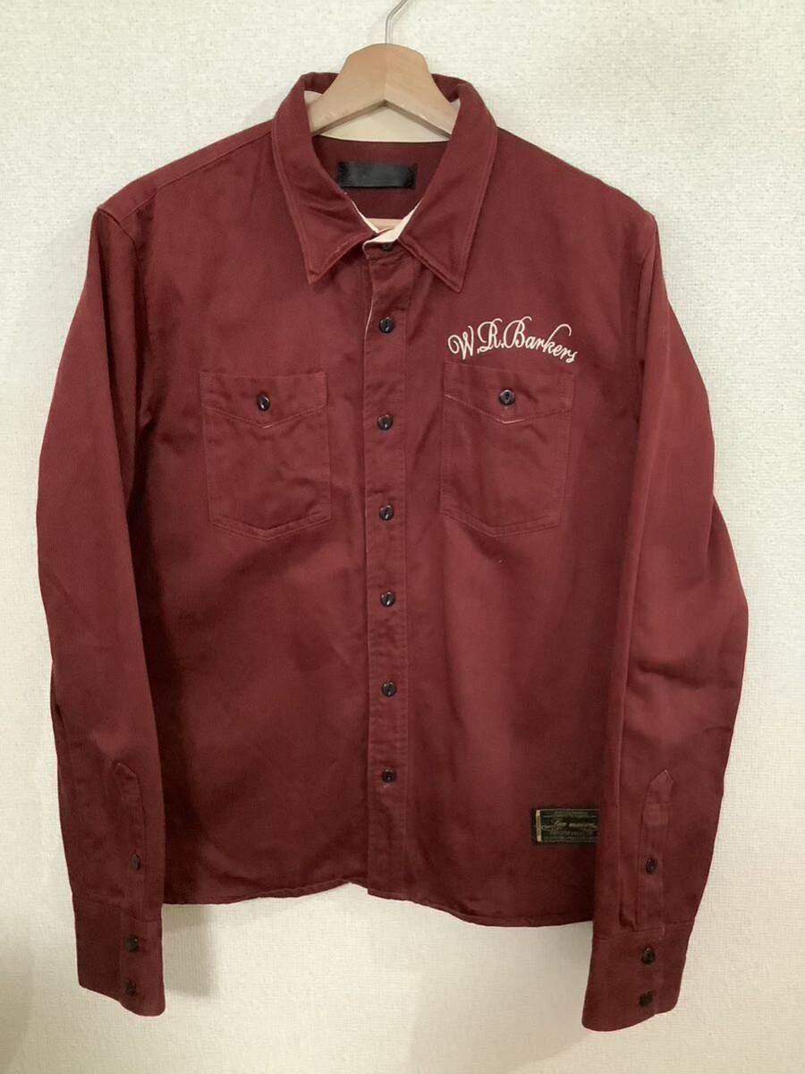 JACKROSE ジャックローズ 長袖シャツ ワークシャツ 刺繍 セレクト マルーン エンジ 古着 メンズ拍卖
