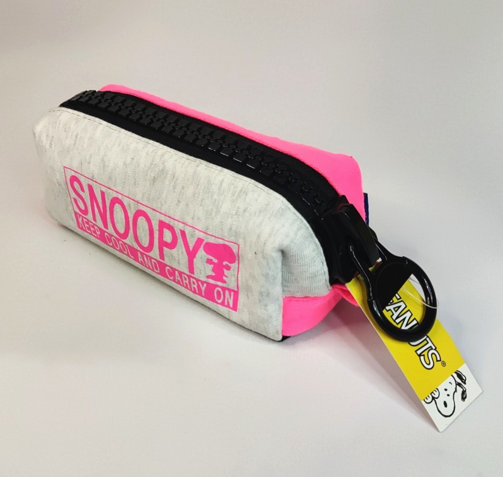 未使用◆スヌーピー ビッグジッパー ペンケース エンボス×蛍光スウェット ロゴ(BIGファスナー 筆箱 ペンポーチ 小物 筆入れ)拍卖
