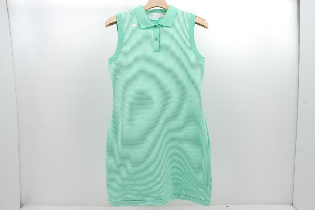 coco 中古【SALE】 デサントゴルフ レディース ポロワンピース M 緑系×白 ノースリーブ ボーダー レターパックプラス発送可 65895拍卖