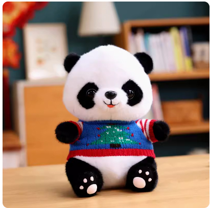 パンダぬいぐるみクリスマスツリー青色セーター拍卖