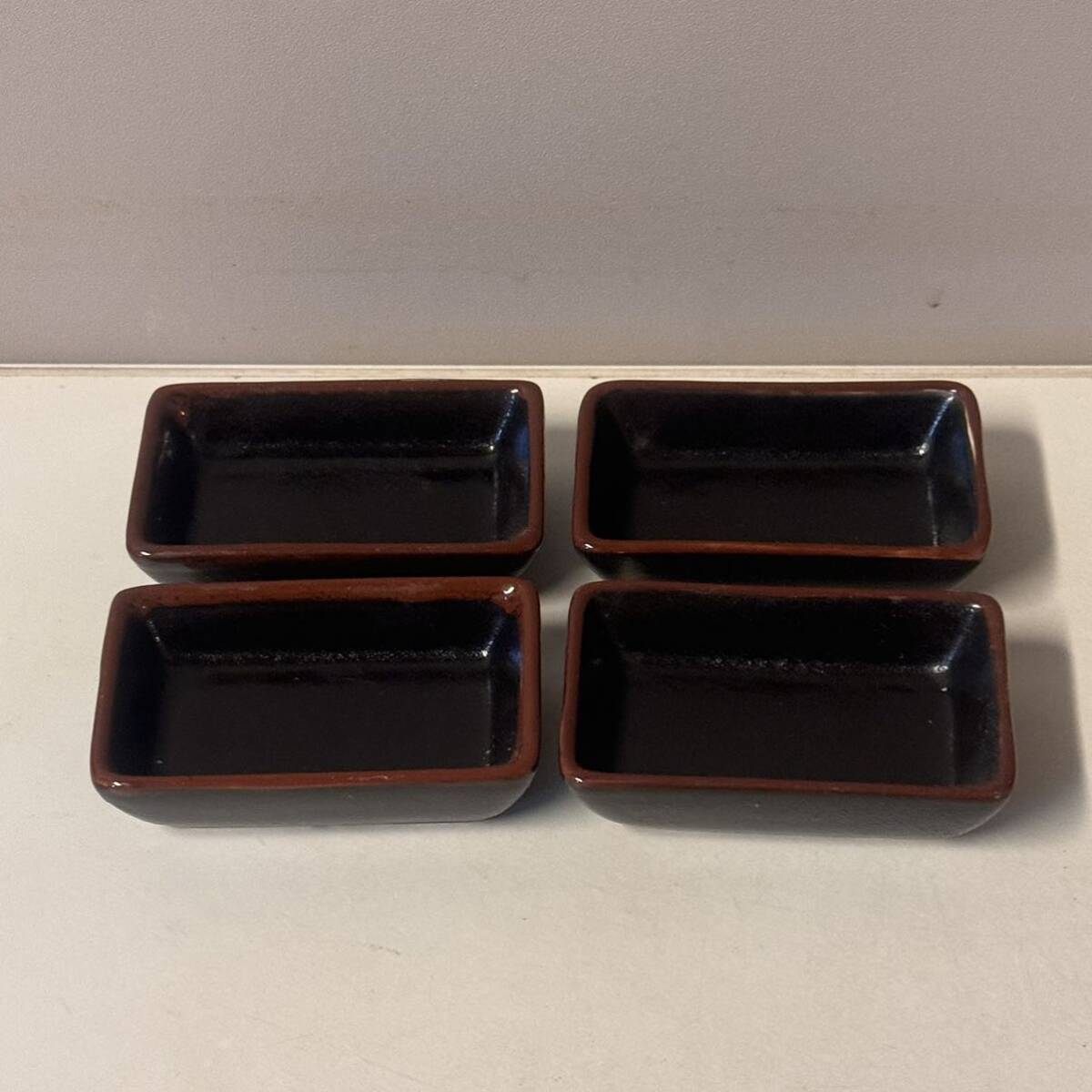 黒 角型 小皿 薬味皿 醤油皿 豆皿 4枚セット 和食器拍卖