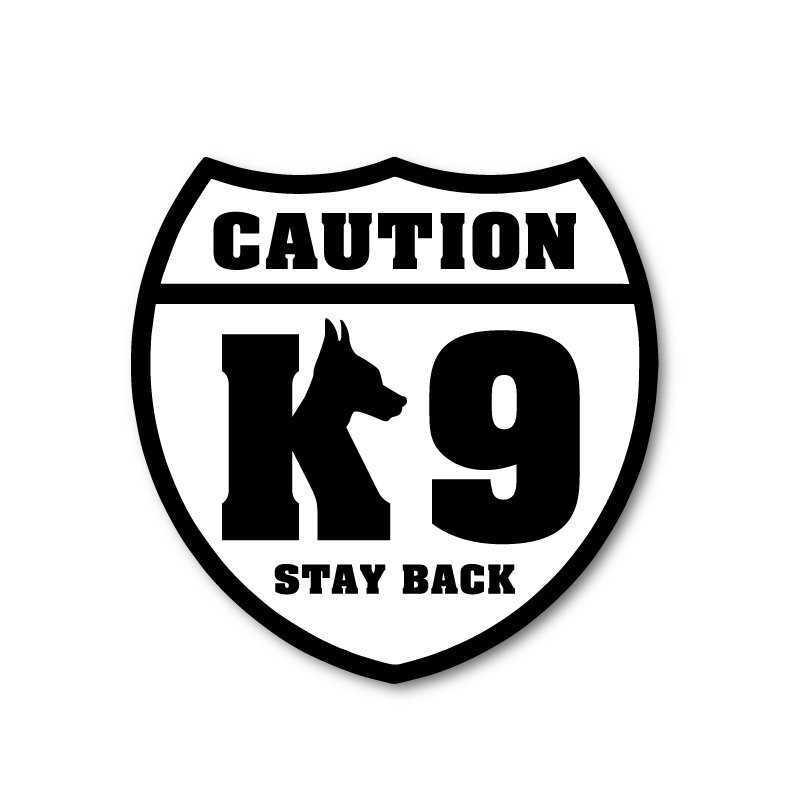 (反射) ちょっと面白 K9ステッカー 8cm 黒フチホワイト 犬 警察 アメリカン拍卖