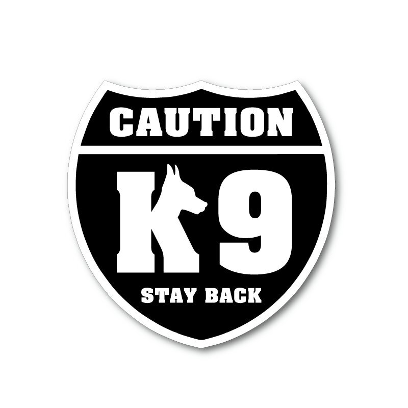 (反射) ちょっと面白 K9ステッカー 8cm 白フチブラック 犬 警察 アメリカン拍卖