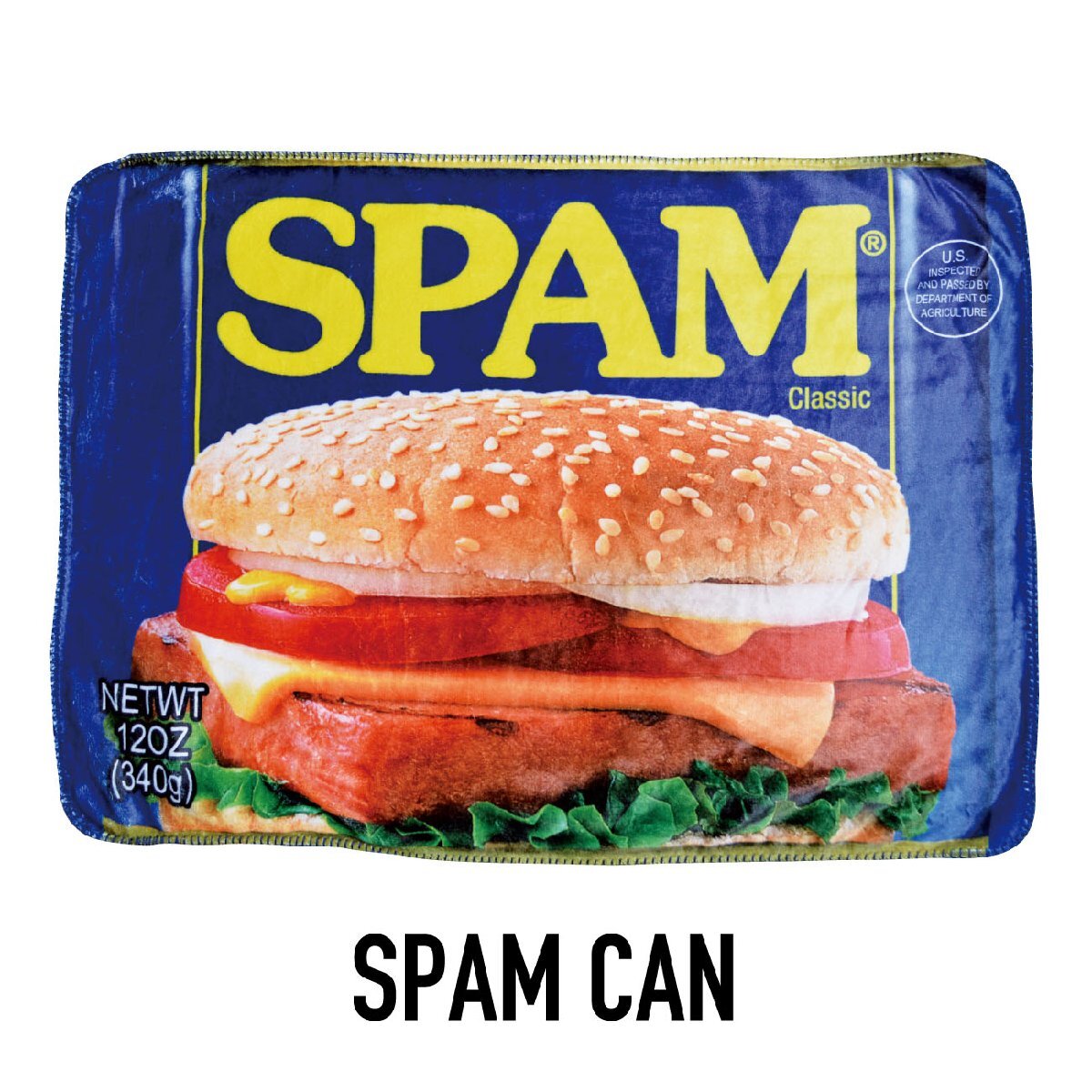 【SPAM・スパム】※《缶柄ボアブランケット》 サイズ70×100cm モコモコのボア素材 キャンプにもどうぞ!拍卖