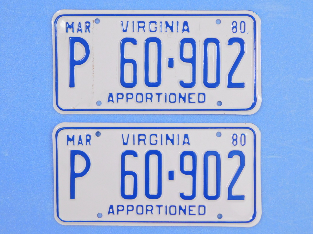 ナンバープレート2枚セット【ヴァージニア州】 アメリカ ヴィンテージ ガレージ 陸運局払い下げ B-47拍卖