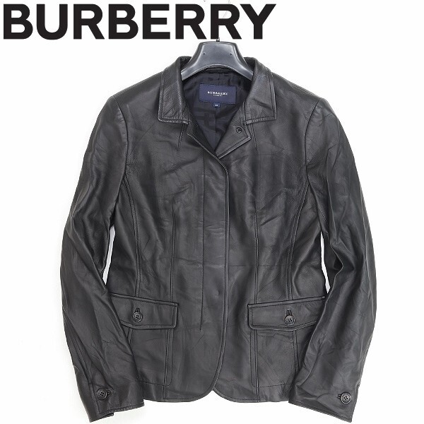 国内正規品◆BURBERRY LONDON バーバリー ロンドン 裏地チェック柄 羊革 ラムレザー ジャケット 黒 ブラック 40拍卖