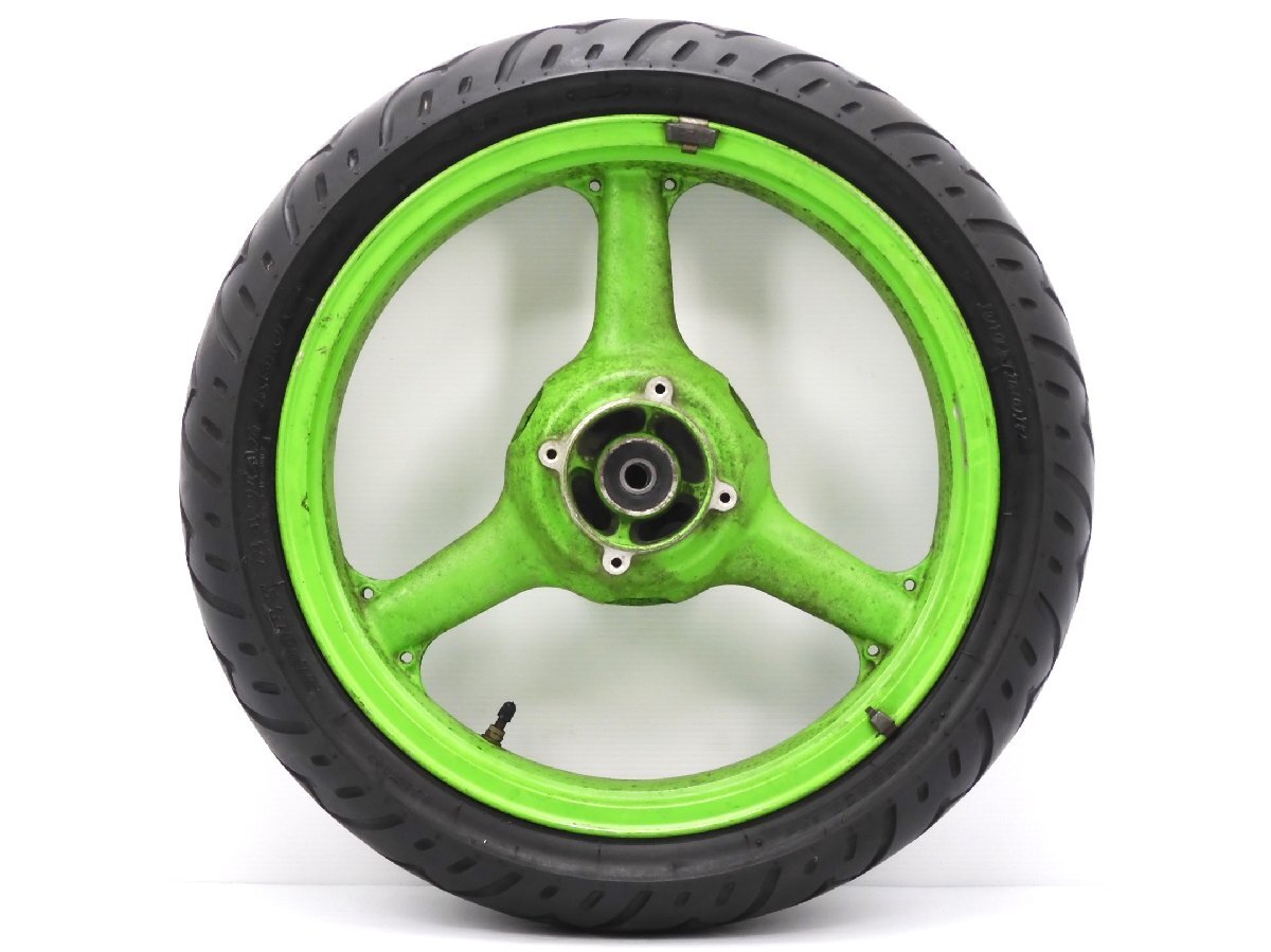 160【評価A】 ZX-4 ZX4 ZX400G 実動 純正 リア ホイール MT4.00×J18 タイヤ 山8分 140/60 R18 64H 走行距離15,094km 緑 ライムグリーン拍卖