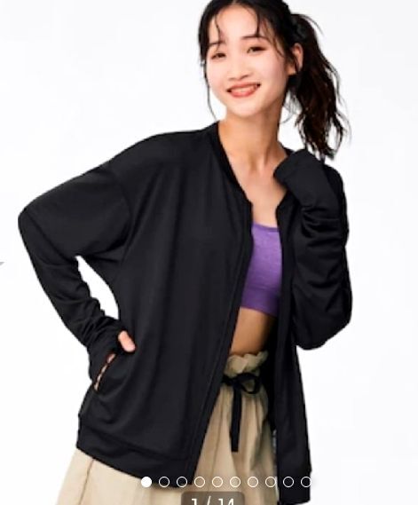 未使用タグ付き GUジーユー* ラッシュガード XXL ブラック×2点セット① UVカット ドルマン 指孔付 日差し対策にもどうぞ拍卖