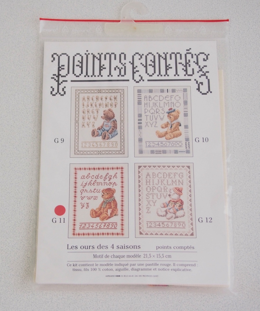 <未使用>フランス製刺繍キット Points Comptes クマのサンプラーキット<秋>拍卖
