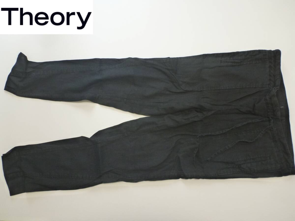 Theory(セオリー) 黒 ブラック リネン イージーパンツ 0 S相当拍卖