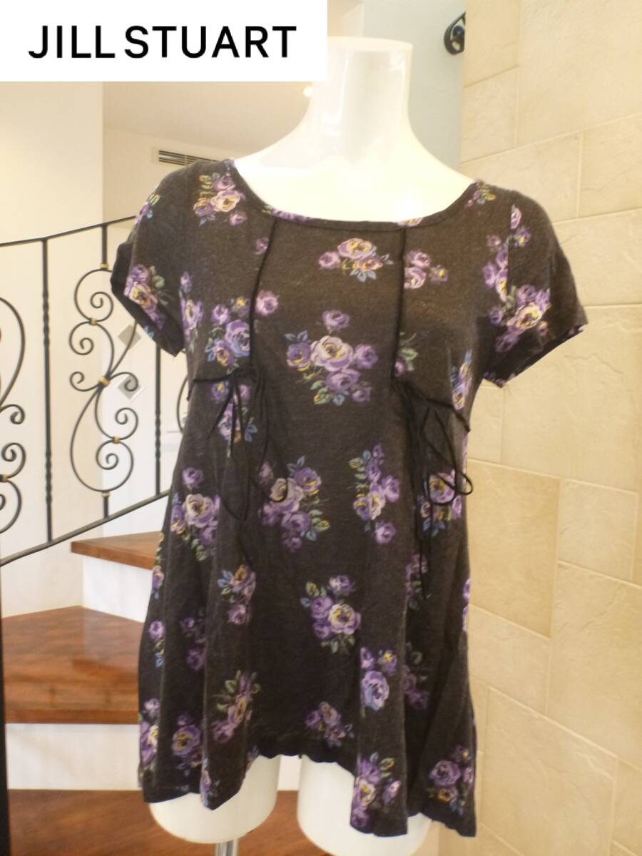 美品 JILLSTUART ジルスチュアート★グレー×花柄 半袖カットソー S拍卖